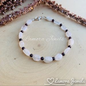 Moonstone Garnet Gems Crystal Sterling Bracelet